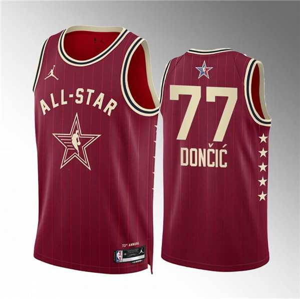 Mens 2024 All-Star #77 Luka Doncic Crimson Stitched Basketball Jersey->2024 all star->NBA Jersey
